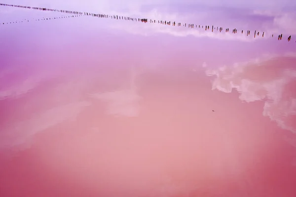 Ukraina Słone Różowe Jezioro Niesamowity Kolor Wody Porzucona Produkcja Soli — Zdjęcie stockowe