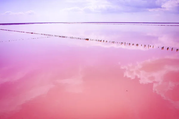 Ukraine Lac Rose Salé Couleur Incroyable Eau Abandon Production Sel — Photo