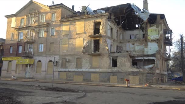 Konut Binası Roket Saldırısıyla Yok Edildi Ukrayna Savaş Sivil Halkın — Stok video