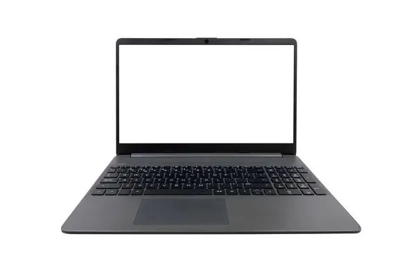 Modern Slim Gray Laptop Blank Screen Close Isolated White Background — Stock Photo, Image