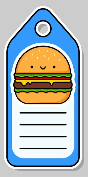 Joli Hamburger Étiquette Carnet Notez Étiquette Autocollants Vectoriels — Image vectorielle
