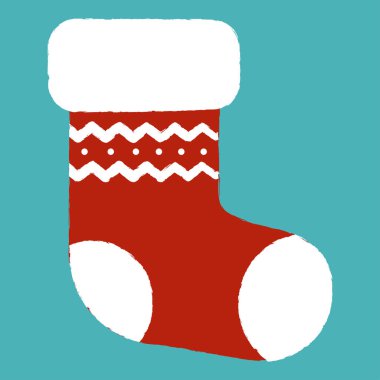 Bir Noel çizmesinin basit düz vektör çizimi.