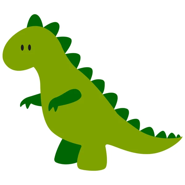 Ilustrasi Vektor Datar Dinosaurus Tyrannosaurus Hijau - Stok Vektor