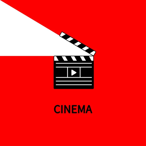 Clapperboard Sur Fond Rouge Affiche Film Illustration Vectorielle Plate — Image vectorielle
