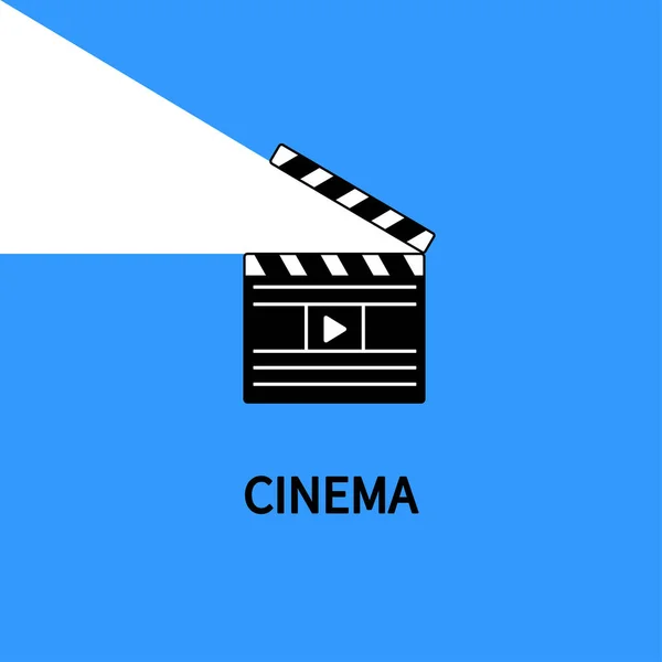 Clapperboard Sur Fond Bleu Affiche Film Illustration Vectorielle Plate — Image vectorielle