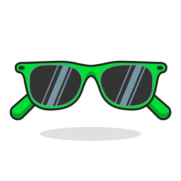 Cartoon Green Sunglasses Isolated White Background Vector Illustration — Stock Vector