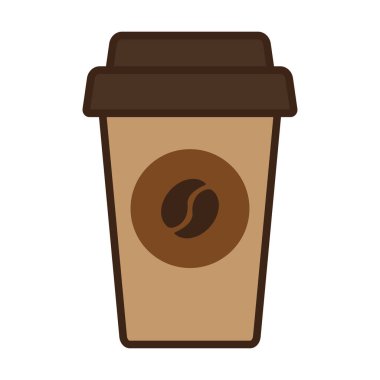 Kahveli çizgi film bardağı. Vektör illüstrasyonu.