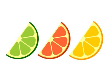 Çizgi film dilimleri. Tropik meyveler. Vektör illüstrasyonu.