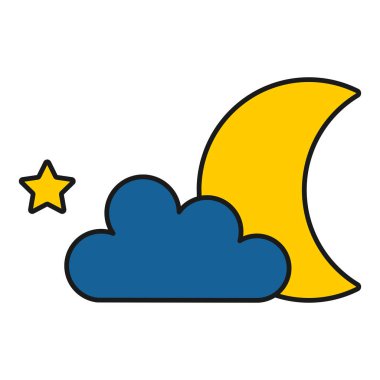 Simple flat illustration of moon and cloud. Vector illustration.