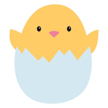 Chicken in an eggshell. Vector illustration isolated on white background.