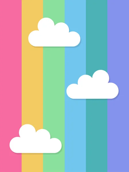 Weiße Wolken Auf Dem Hintergrund Des Regenbogens Regenbogentapete Einfache Flache — Stockvektor