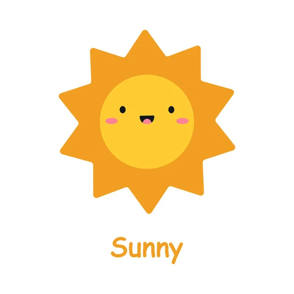 Cartão Com Elementos Meteorológicos Bonito Sol Dos Desenhos Animados Cartões — Vetor de Stock