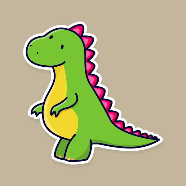 Malý Roztomilý Malý Zelený Žlutý Dinosaurus Animovaný Design Vektorová Ilustrace — Stockový vektor