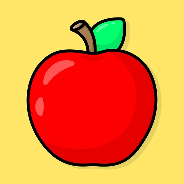 Kreslené Jasně Červené Jablko Vektorová Ilustrace — Stockový vektor