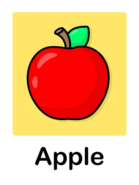 印有红苹果和字母的卡片 — 图库矢量图片