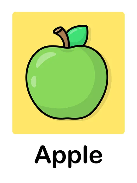 Κάρτα Την Εικόνα Ενός Πράσινου Μήλου Και Γράμματα — Διανυσματικό Αρχείο