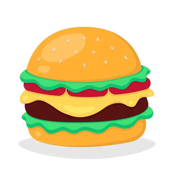 Карикатурное Изображение Гамбургера Цветной Бургер Изолирован Белом Фоне Векторная Иллюстрация — стоковый вектор
