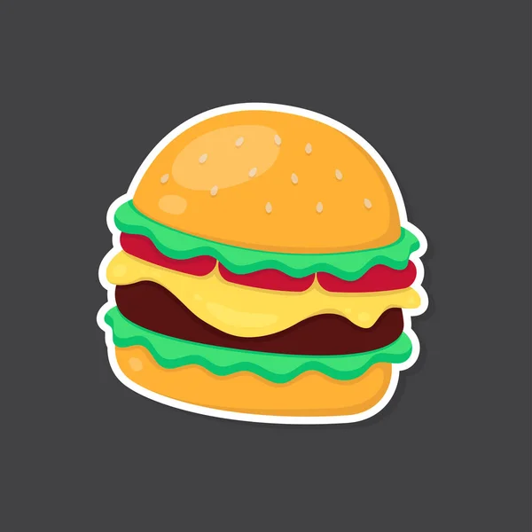 Cartoon Image Hamburger Colored Burger Sticker Vector Illustration — Stock Vector