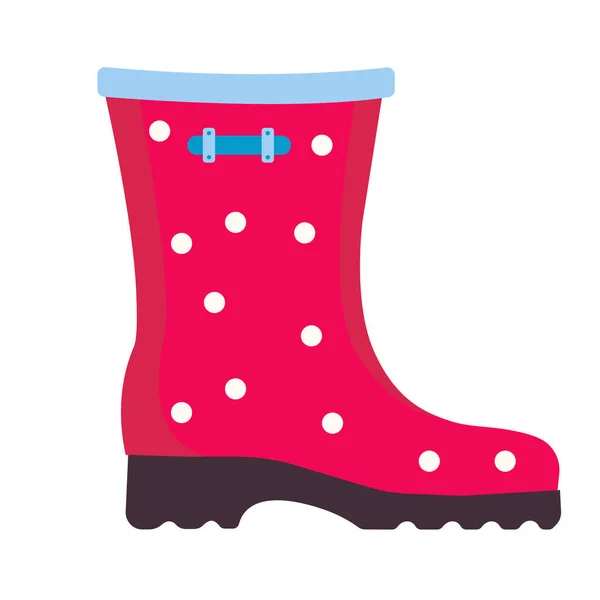 Red Rubber Boot Polka Dot Pattern Vector Illustration Flat Style — Stock Vector