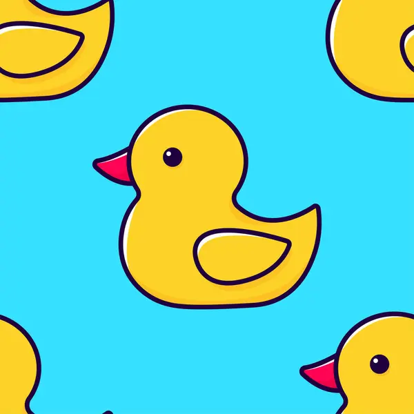 Seamless Pattern Yellow Rubber Duck Vector Illustration — Stock Vector