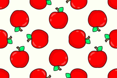 Kusursuz desenli olgun kırmızı elma. Vektör illüstrasyonu.