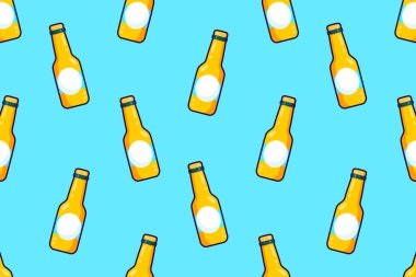 Çizgi film karakteri sarı içecek şişeleri. Vektör illüstrasyonu.