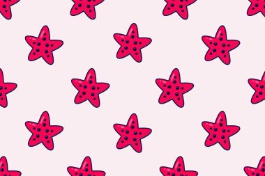 Kusursuz kırmızı deniz yıldızı deseni. Vektör illüstrasyonu.