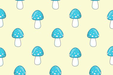 Sivri sineklerin kusursuz deseni. Sonbahar baskısı. Orman mantarları. Vektör illüstrasyonu.