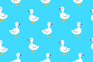 Çizgi film kazlarının kusursuz deseni. Vektör illüstrasyonu.