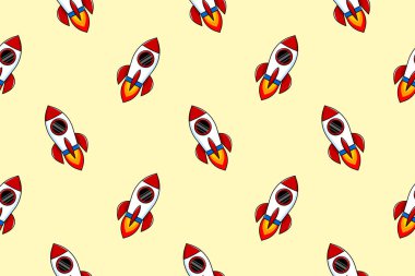 Çizgi film roketi. Kusursuz vektör deseni.