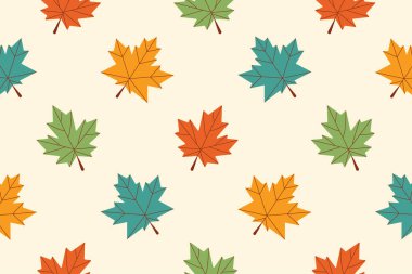 Renkli yapraklı sonbahar deseni. Vektör illüstrasyonu.