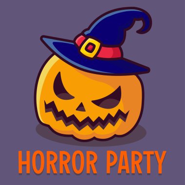 Şapkalı bir balkabağı. Cadılar Bayramı tasarımı. Vektör illüstrasyonu.