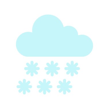 Kar bulutu simgesi. Beyaz arkaplanda izole edilmiş düz biçimdeki vektör illüstrasyonu.