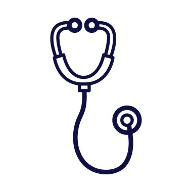 Steteskop taslağı. Tıbbi bir ikon. Vektör illüstrasyonu beyaz arkaplanda izole edildi.