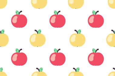 Kırmızı ve sarı elmalar. Vektörsüz desen.