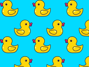 Sarı plastik ördek. Vektörsüz desen.