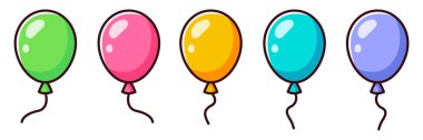 Set of cartoon multi-colored balloons. Vector illustration. clipart