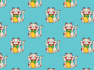 Maneki Neko cute pattern. Vector illustration. clipart