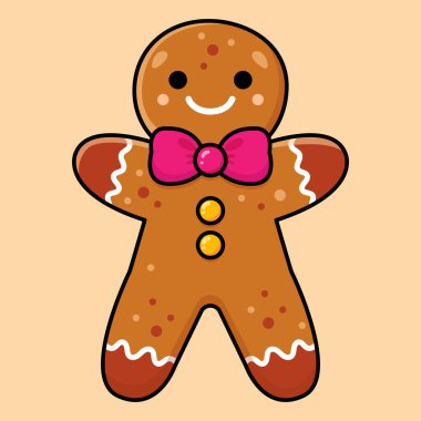 Zencefilli çörek adam. Noel vektör illüstrasyonu