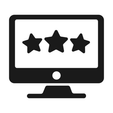 Simge görüntüsü. Puanlama penceresi. Üç yıldız. Vektör düz izole illüstrasyon.