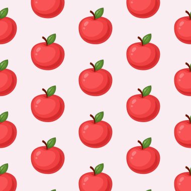 Kusursuz desenli olgun kırmızı elma. Vektör illüstrasyonu.