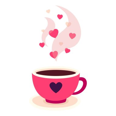 Bir fincan kahve. Sevgililer Günü. Vektör illüstrasyonu.