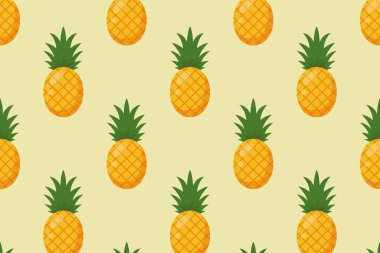 Ananas desenli. Düz biçimli vektör illüstrasyonu.