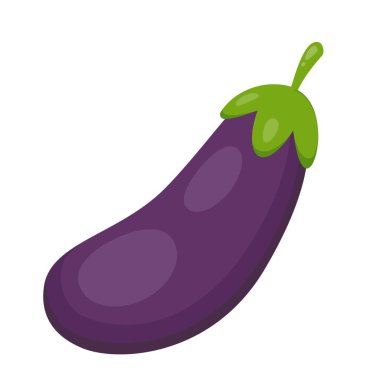 Olgun patlıcan. Düz biçimli vektör illüstrasyonu.