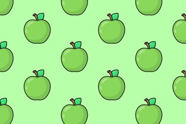 Çizgi film yeşil elmaların deseni... vektör illüstrasyonu.