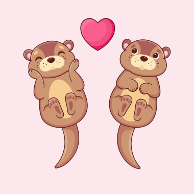 Aşık susamurları. Çizgi film karakterleri. Vektör illüstrasyonu.