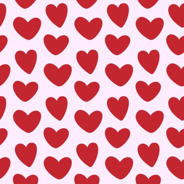 Kırmızı kalp deseni. Düz biçimdeki vektör illüstrasyonları.