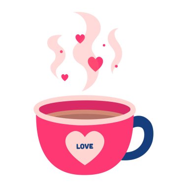 Bir fincan kahve. Sevgililer Günü. Vektör illüstrasyonu.
