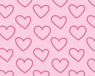 Pembe kalplerin deseni. Vektör düz resimleme.