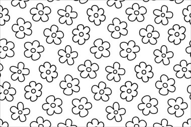 Siyah çizgili çiçek deseni. El çizimi. Vektör illüstrasyonu.